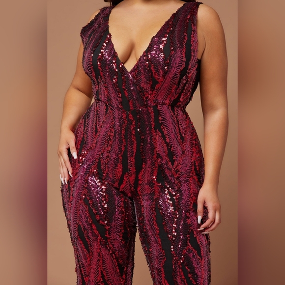 Camille Sequin Jumpsuit - Magenta (2X) - Picture 7 of 8